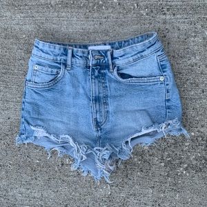 Zara distressed denim mini shorts